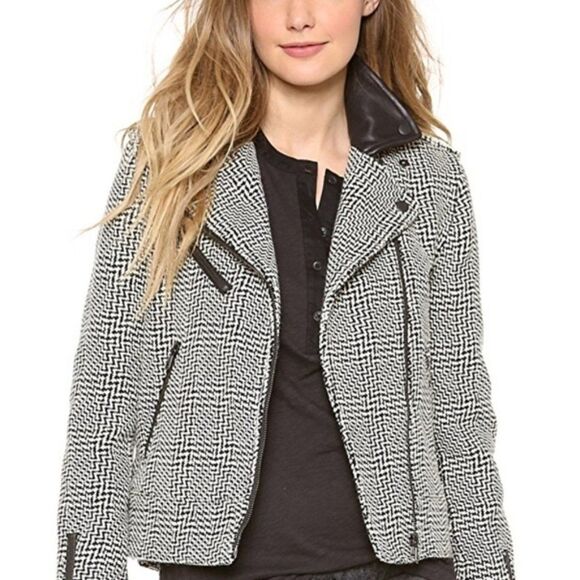 RAG & BONE Wool and Leather Moto Jacket/best - Picture 5 of 15